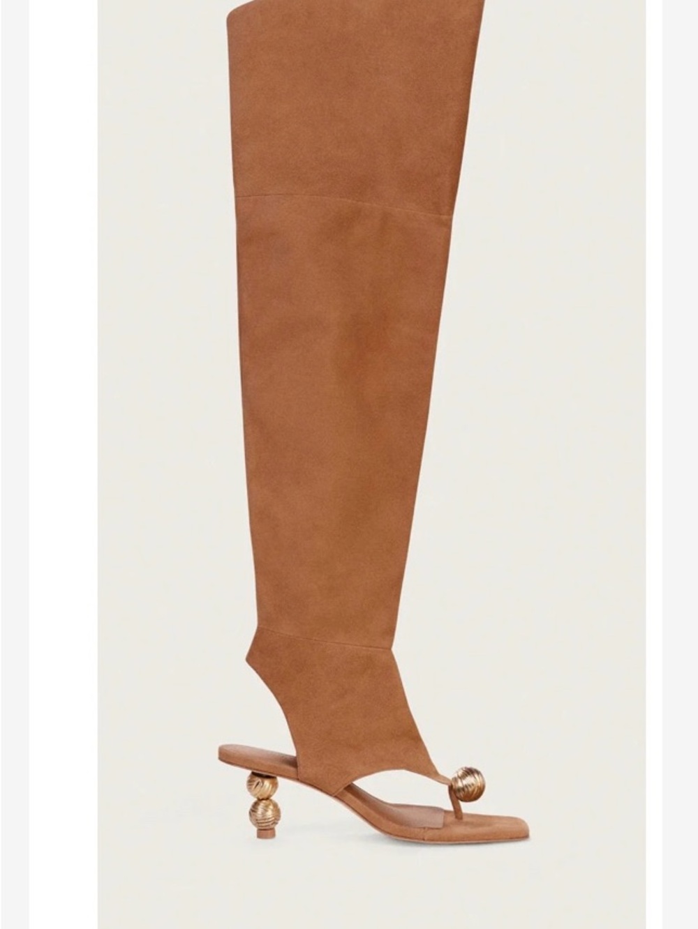 NWT Cult Gaia Tan Suede Heeled Sandals with Gold Accent